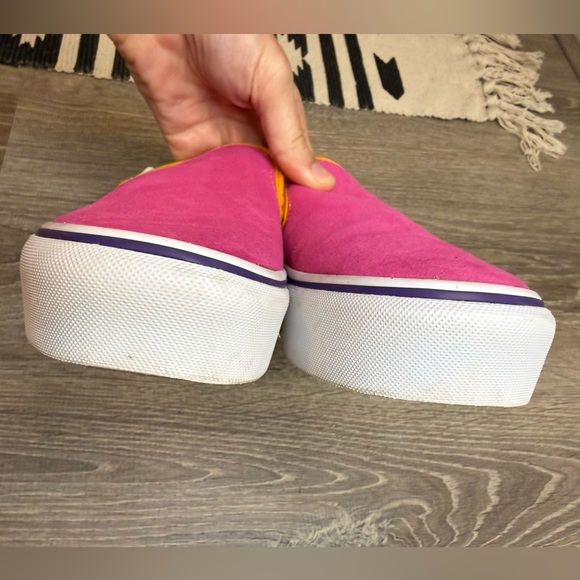 Vans Classic - Slip On Platform Mini Cord Shoes Pink Leather Suede - size 8 - Picture 4 of 10
